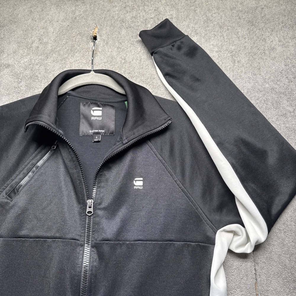 G Star Raw Ore Tracktop Raglan Sleeve Black White‎ Zip Jacket Streetwear Small